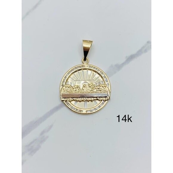 14k  gold pendant last supper medallion - Dije 14 Kilates Ultima Cena - Picture 4 of 6